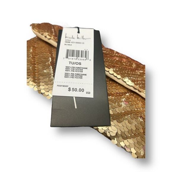 Nicole Miller Gold Sequin Chevron Crossbody Bag Chain Strap Purse NWT - Picture 7 of 12